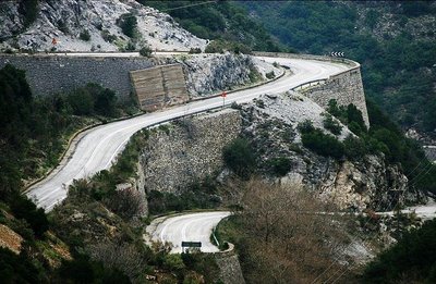 De weg van Kalamata naar Sparti